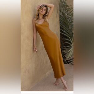 DANNIJO Gold Midi Slip Dress